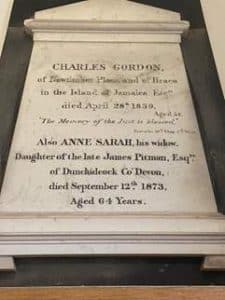 One plaque in the church celebrates Charles Gordon from Braco